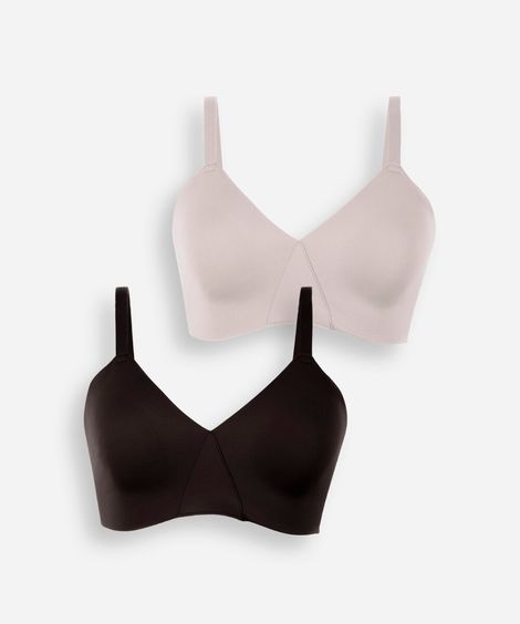 kit de 2 sutiãs feminino moldado de poliamida delrio colorido