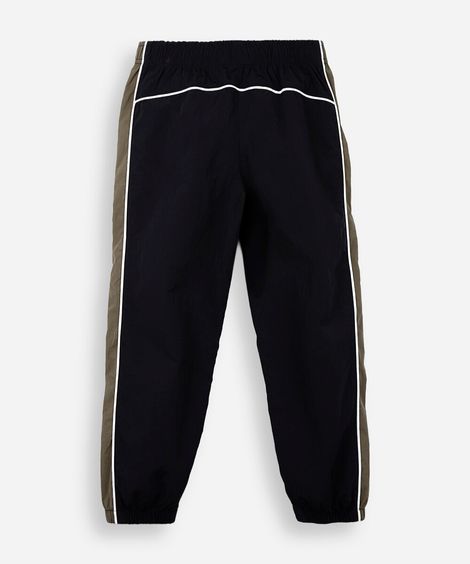 calça jogger esportiva infantil de poliamida com recortes preta