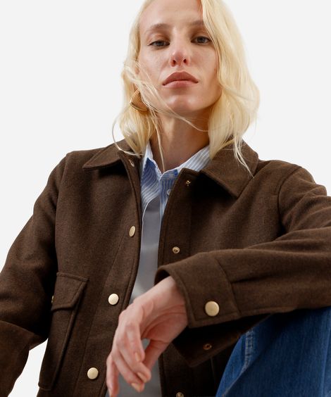 jaqueta feminina texturizada marrom