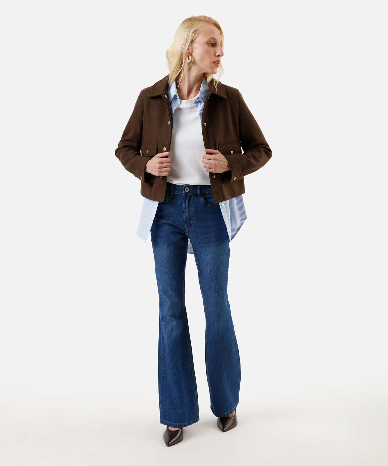 jaqueta feminina texturizada marrom