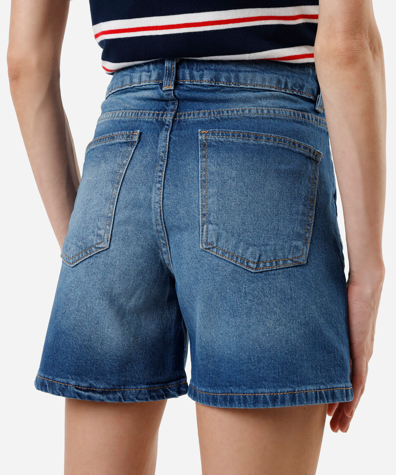 bermuda reta feminina jeans azul