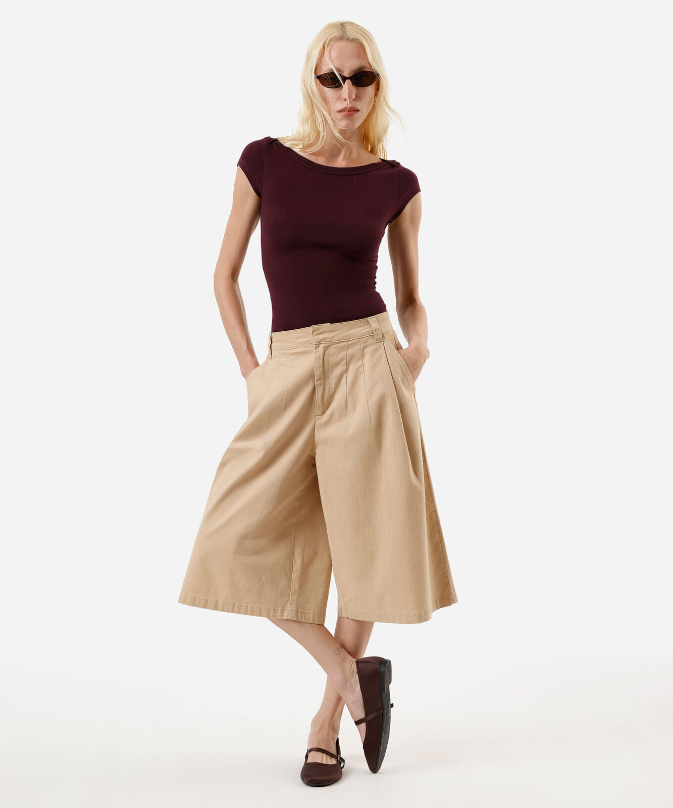 blusa feminina de algodão decote canoa vinho