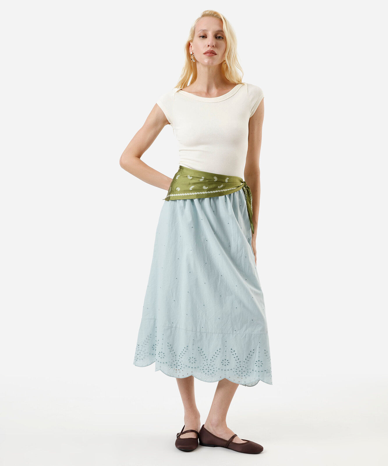 blusa feminina de algodão decote canoa amarela