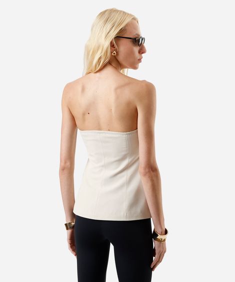 blusa de alfaiataria feminina sem alça bege