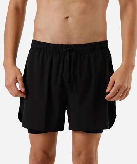 short masculino esportivo com compressão preto