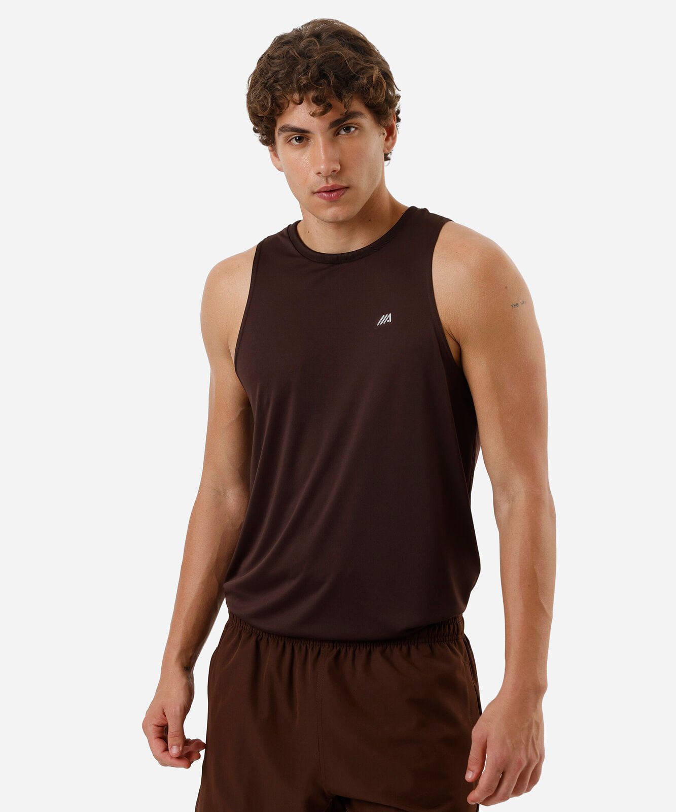 regata slim fit masculina esportiva marrom