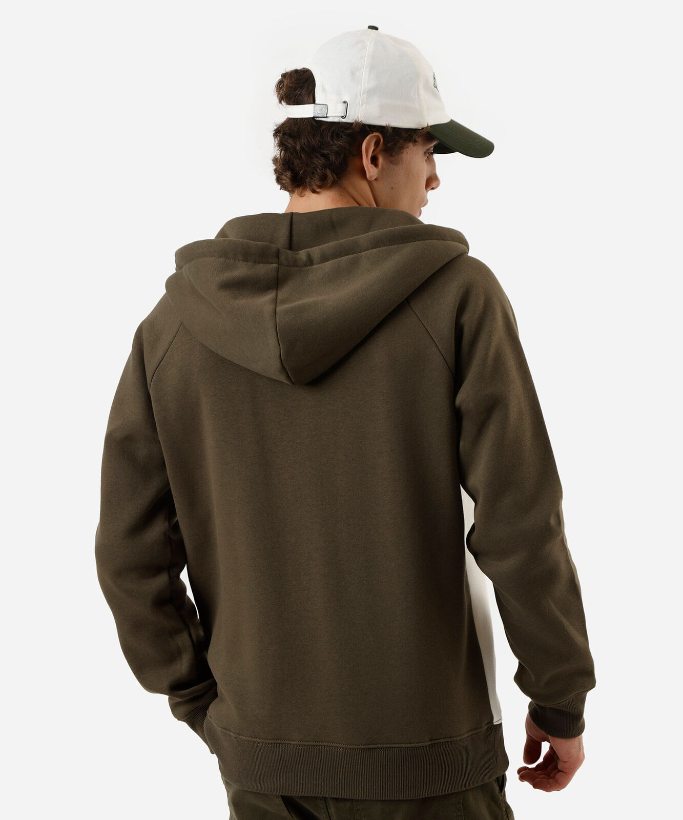 jaqueta masculina de moletom com capuz bicolor verde