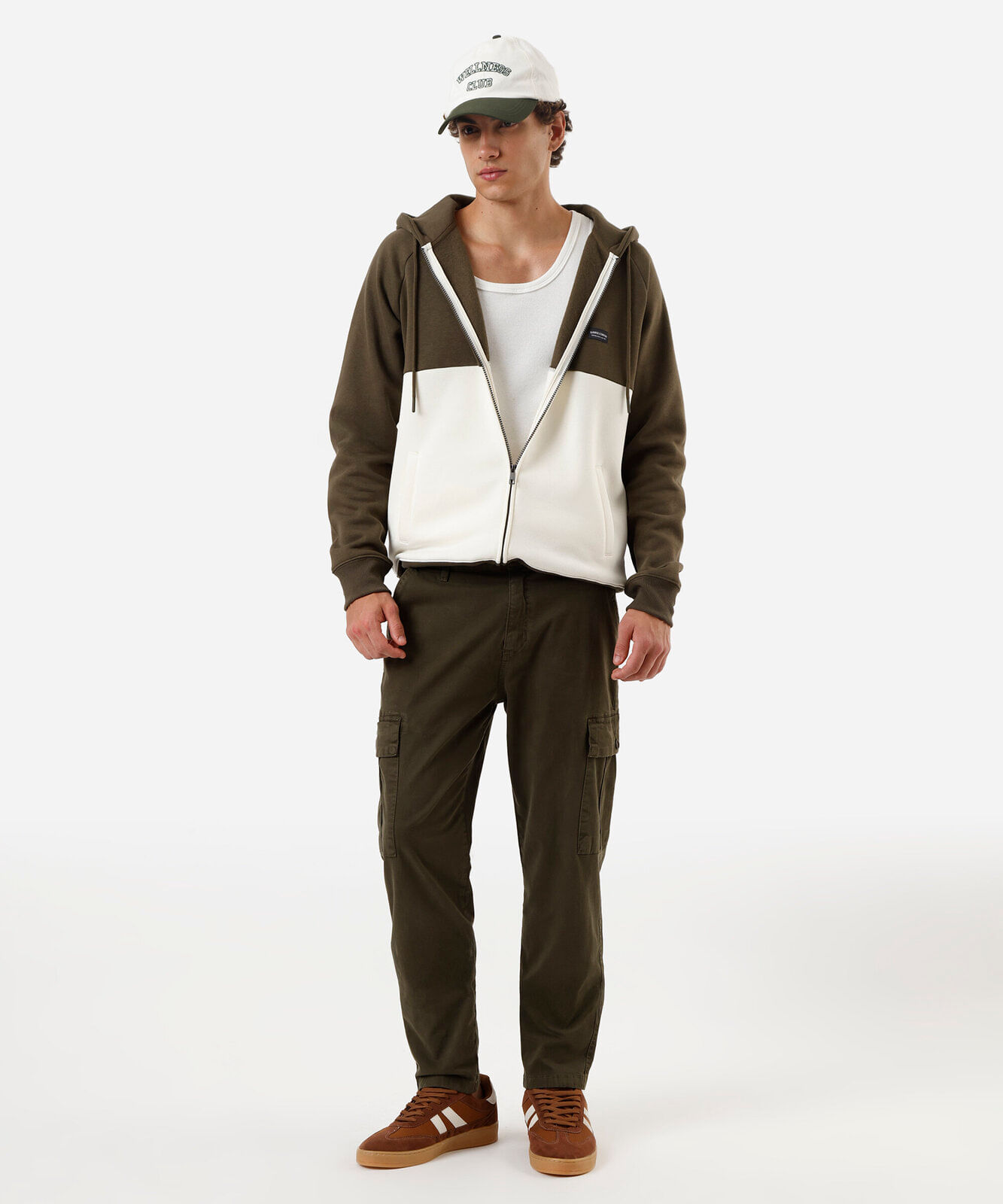 jaqueta masculina de moletom com capuz bicolor verde