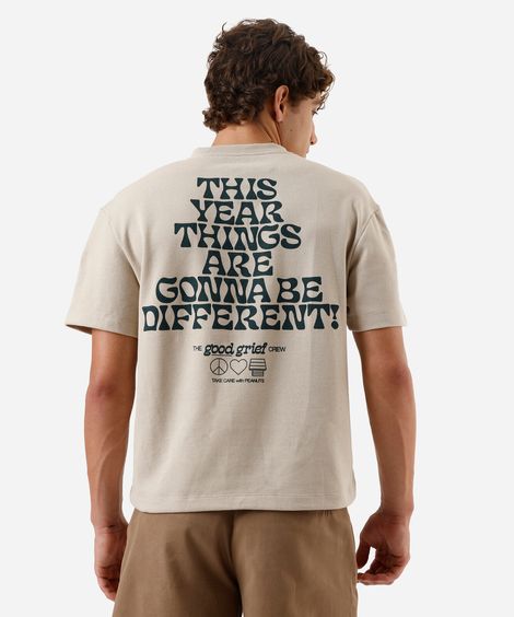 camiseta masculina texturizada snoopy bege