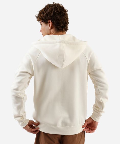 jaqueta masculina de moletom com capuz bicolor off white