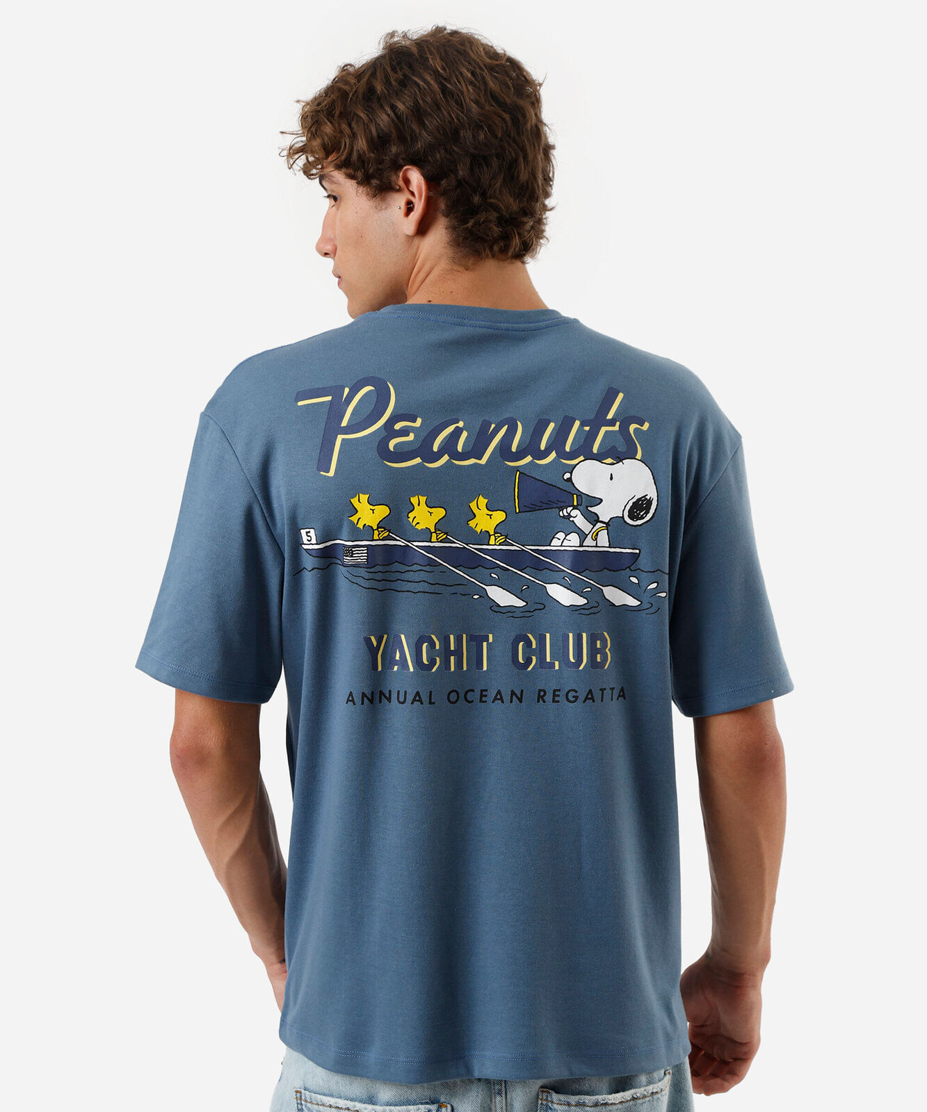 camiseta masculina com algodão peanuts snoopy azul