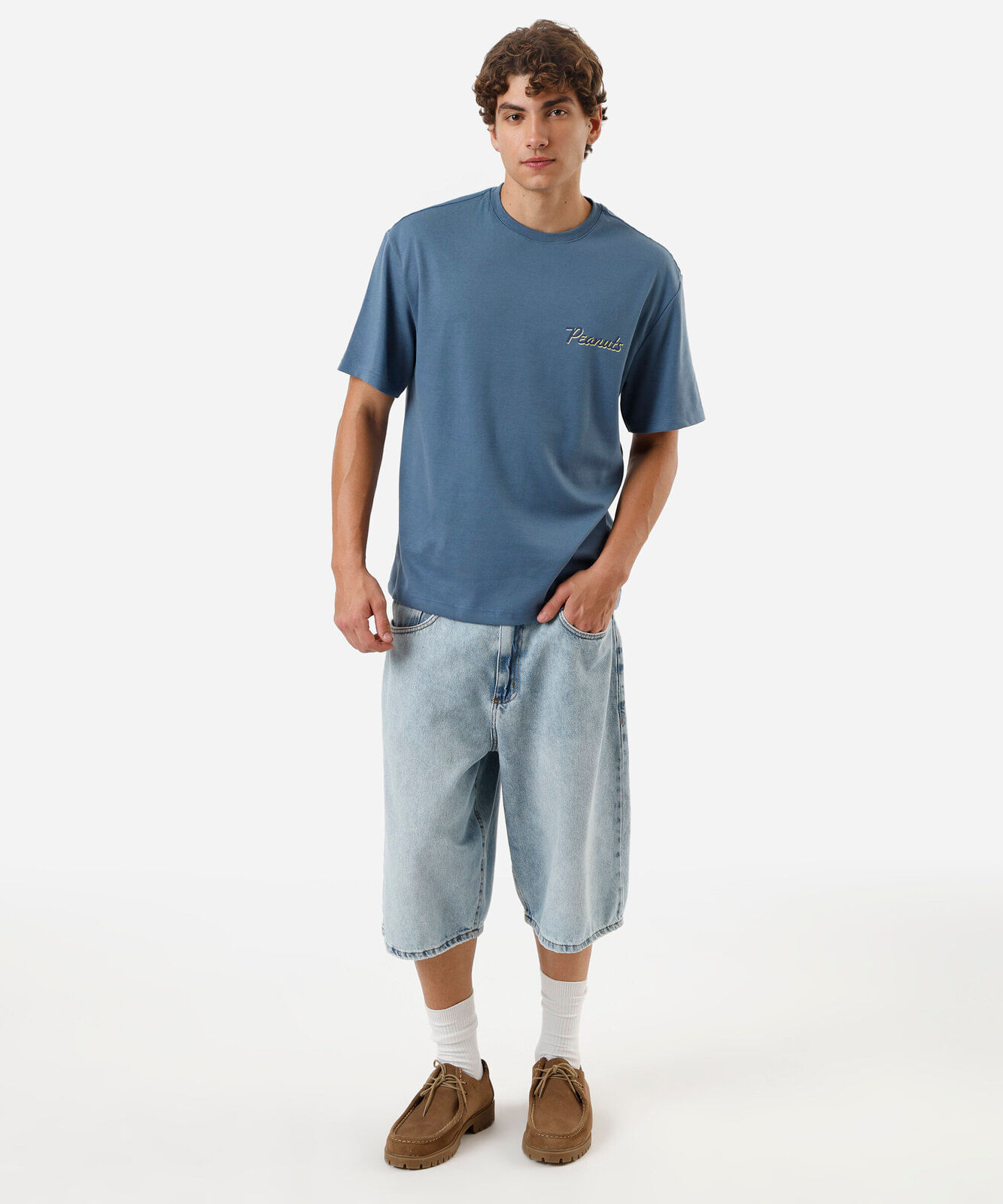 camiseta masculina com algodão peanuts snoopy azul
