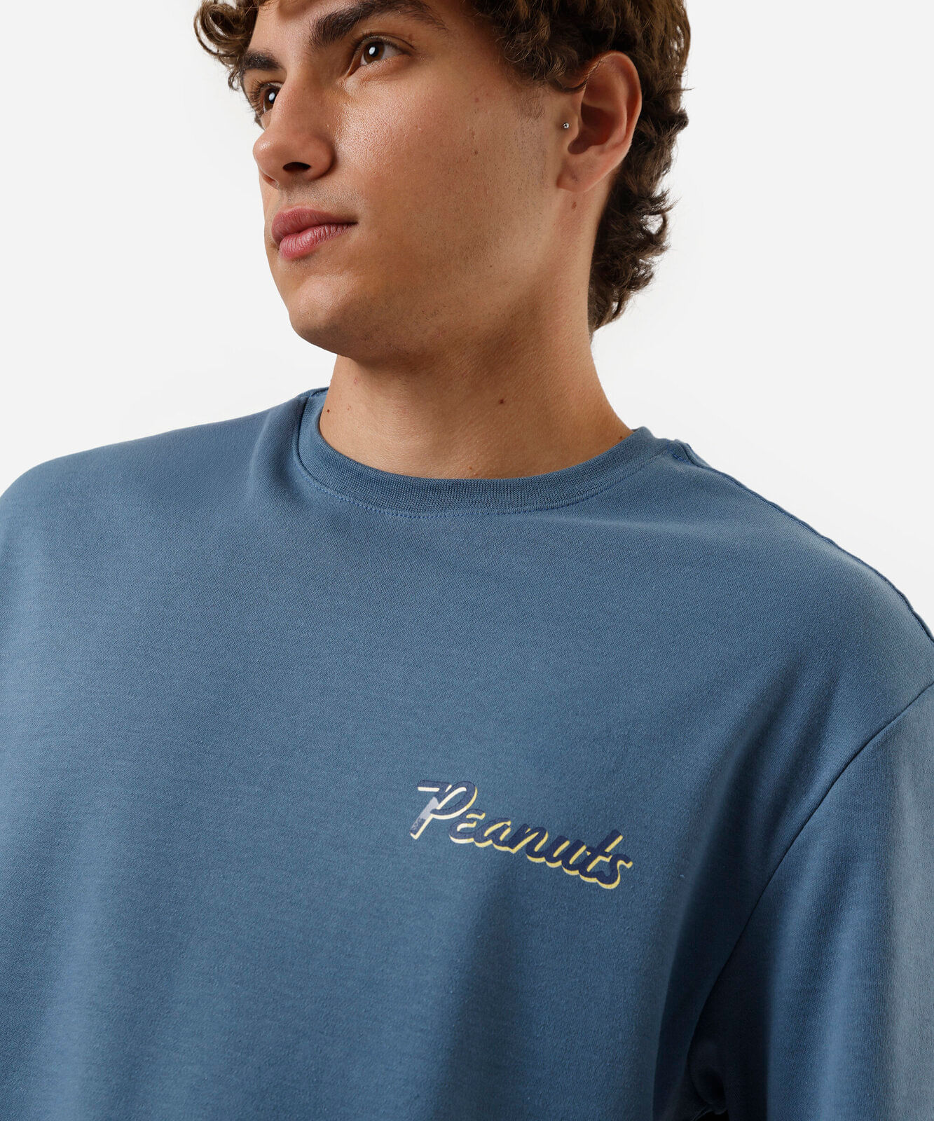 camiseta masculina com algodão peanuts snoopy azul