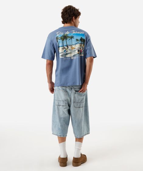 camiseta masculina em algodão turma do mickey rio de janeiro azul