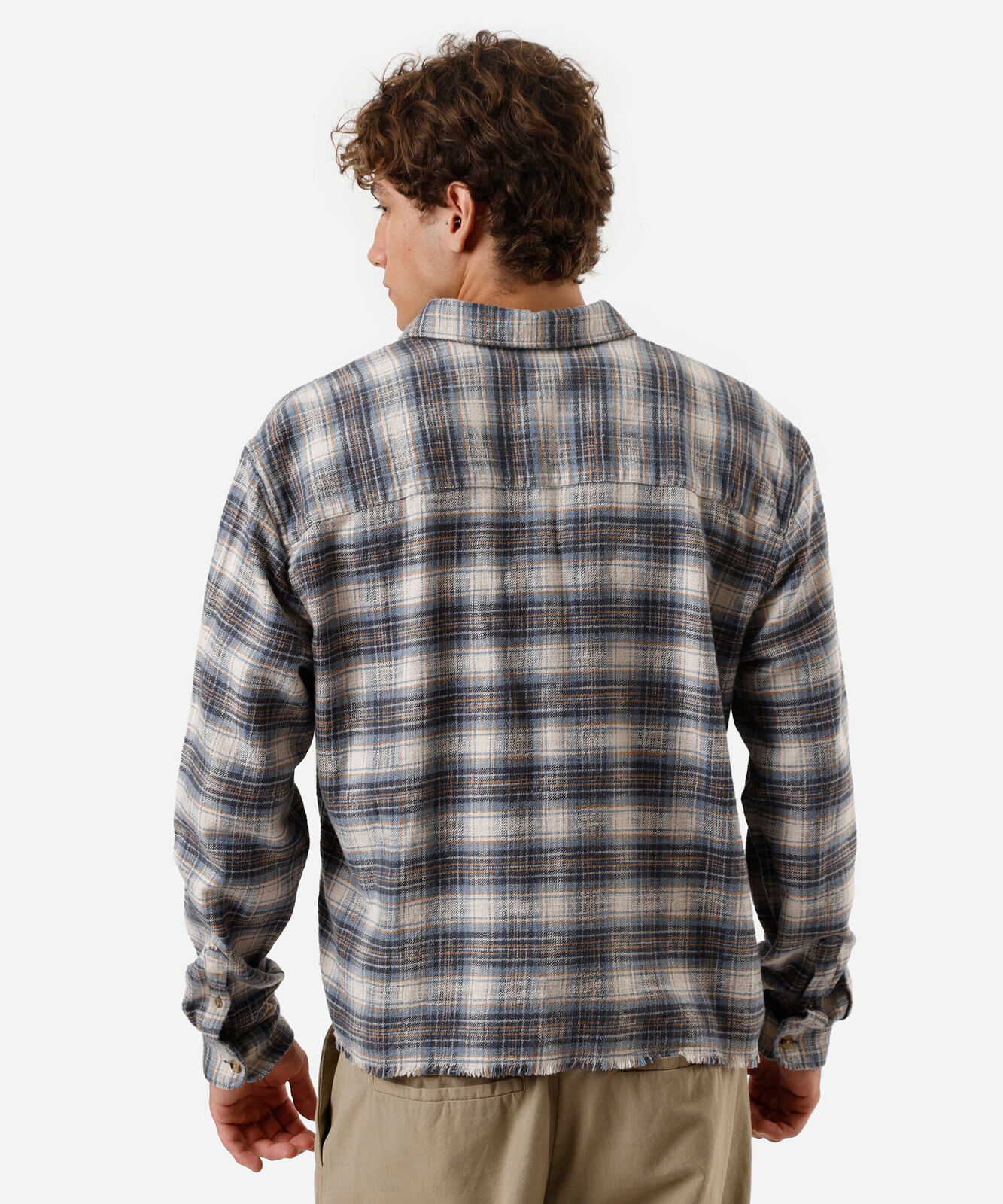 camisa cropped masculina de algodão manga longa xadrez colorida