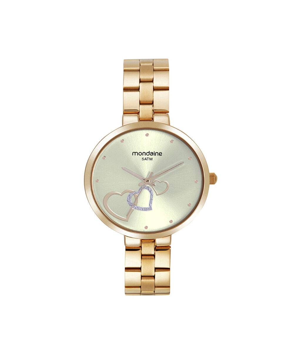 kit relógio feminino mondaine analógico 32712lpmkde1k2 dourado