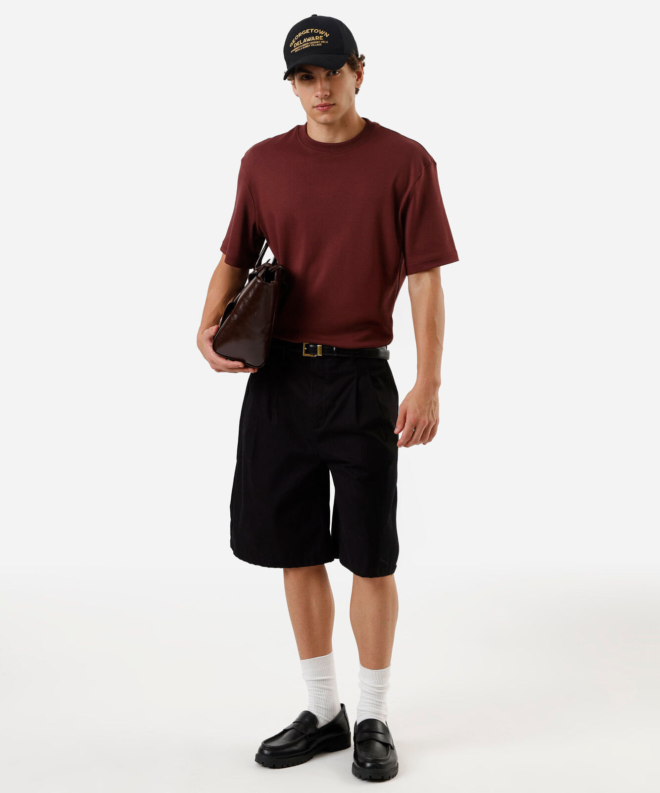 camiseta masculina de algodão peruano vinho