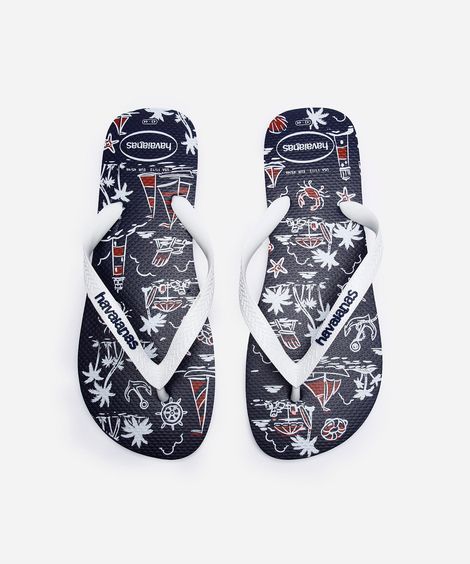 chinelo havaianas estampado azul