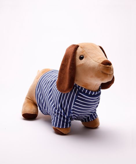 almofada de pelúcia cachorro com roupa azul