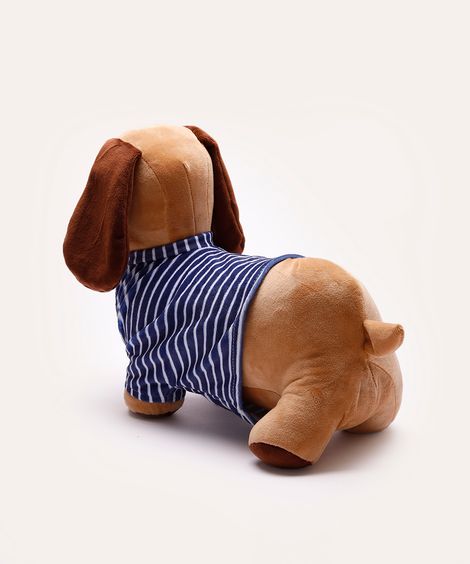 almofada de pelúcia cachorro com roupa azul