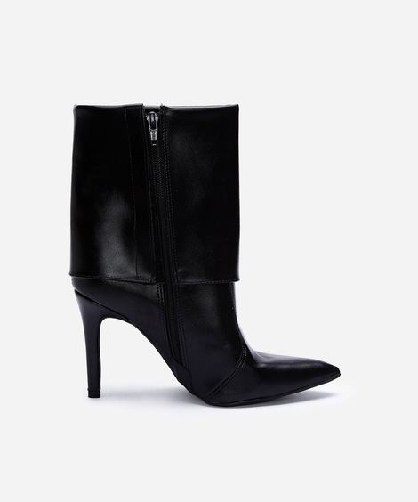 bota cano médio bico fino salto alto preta