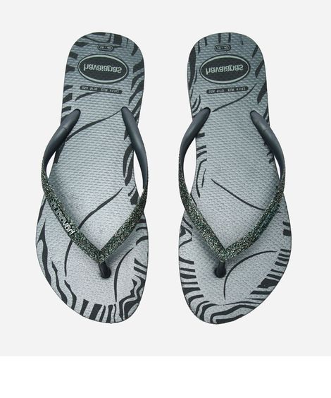 chinelo havaianas feminino  glitter edge - verde