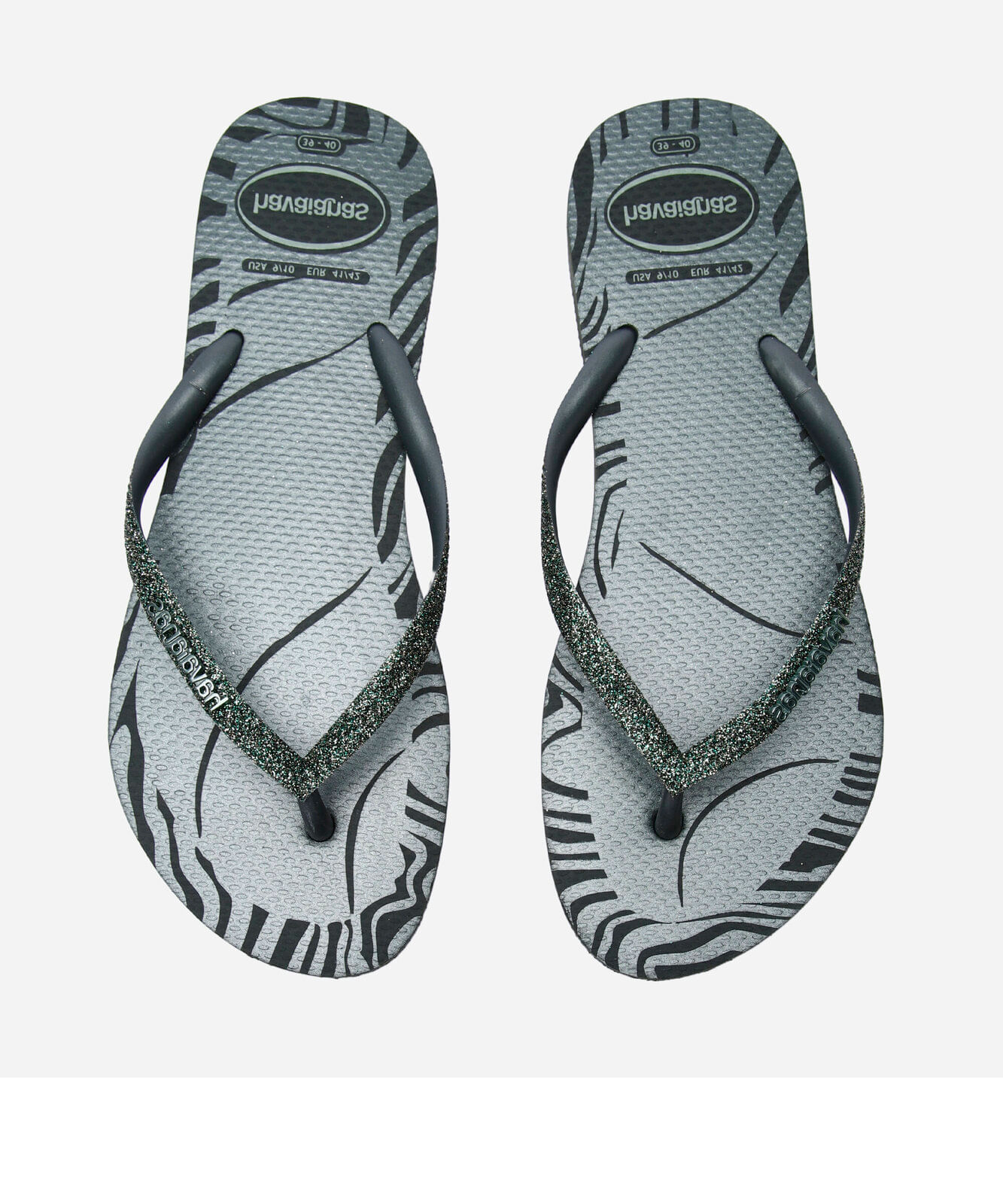 chinelo havaianas feminino  glitter edge - verde