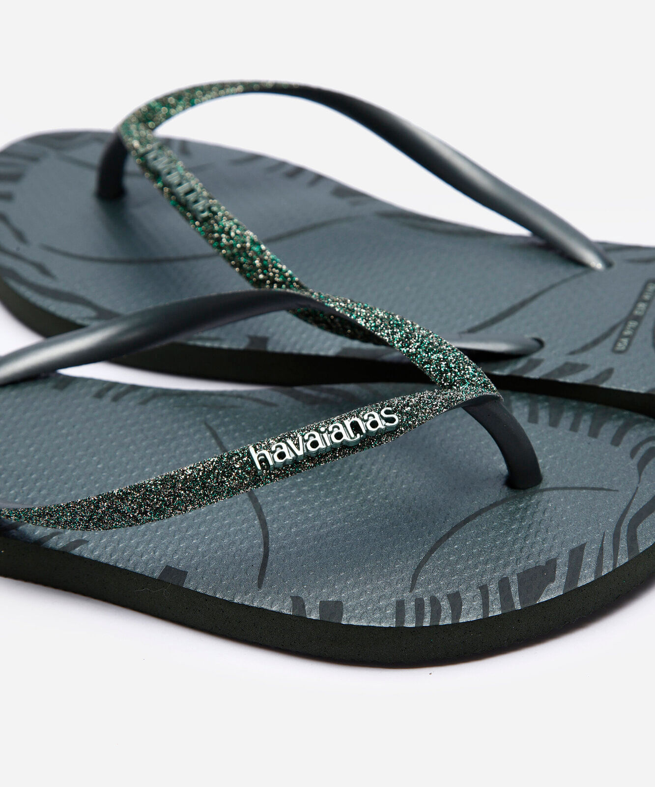 chinelo havaianas feminino  glitter edge - verde