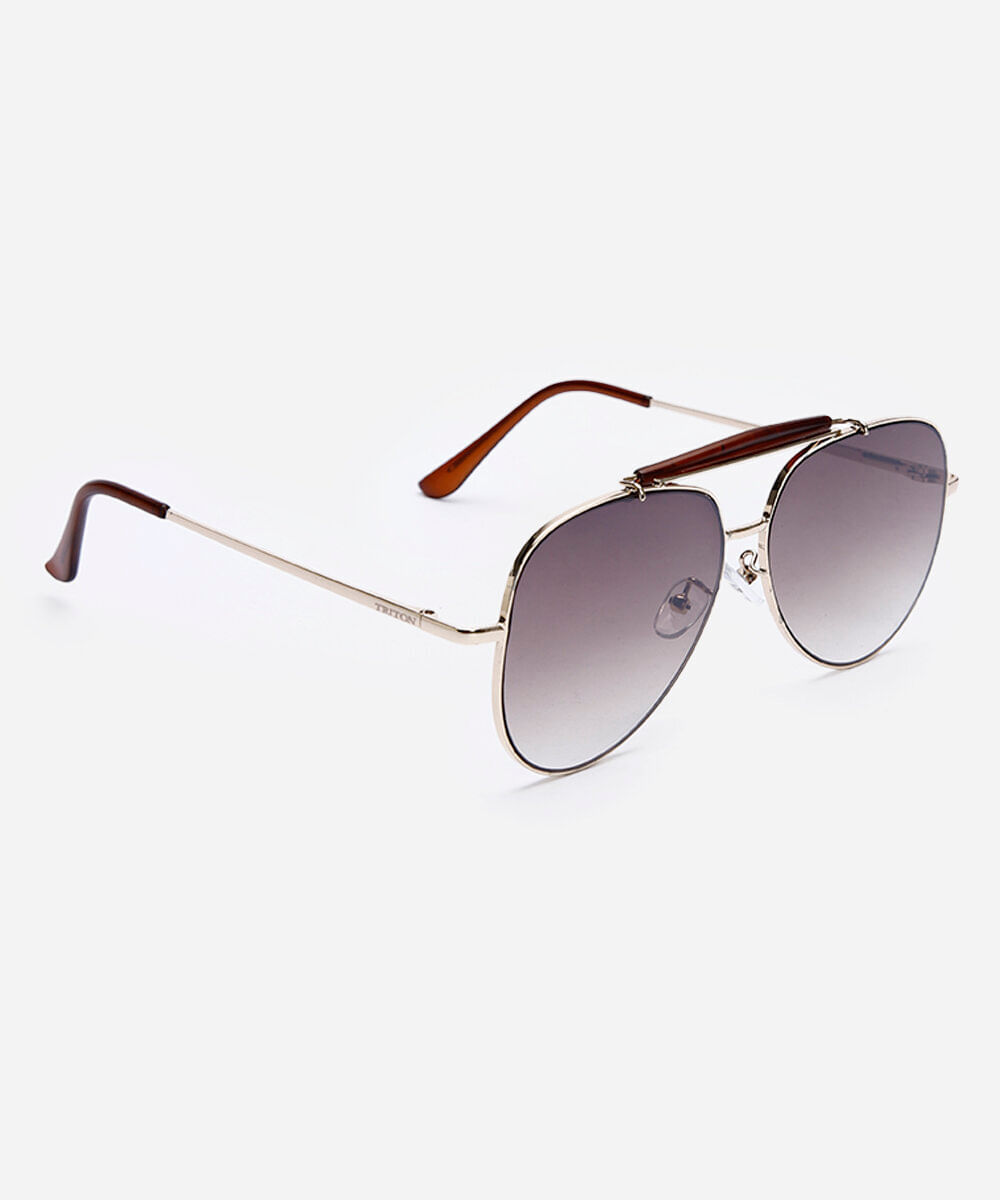 óculos de sol masculino aviador de metal triton dourado