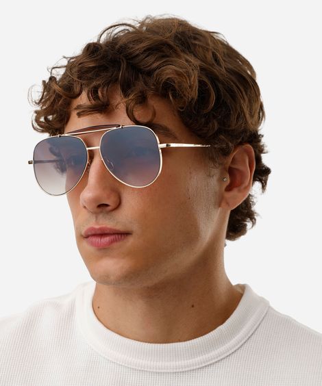 óculos de sol masculino aviador de metal triton dourado
