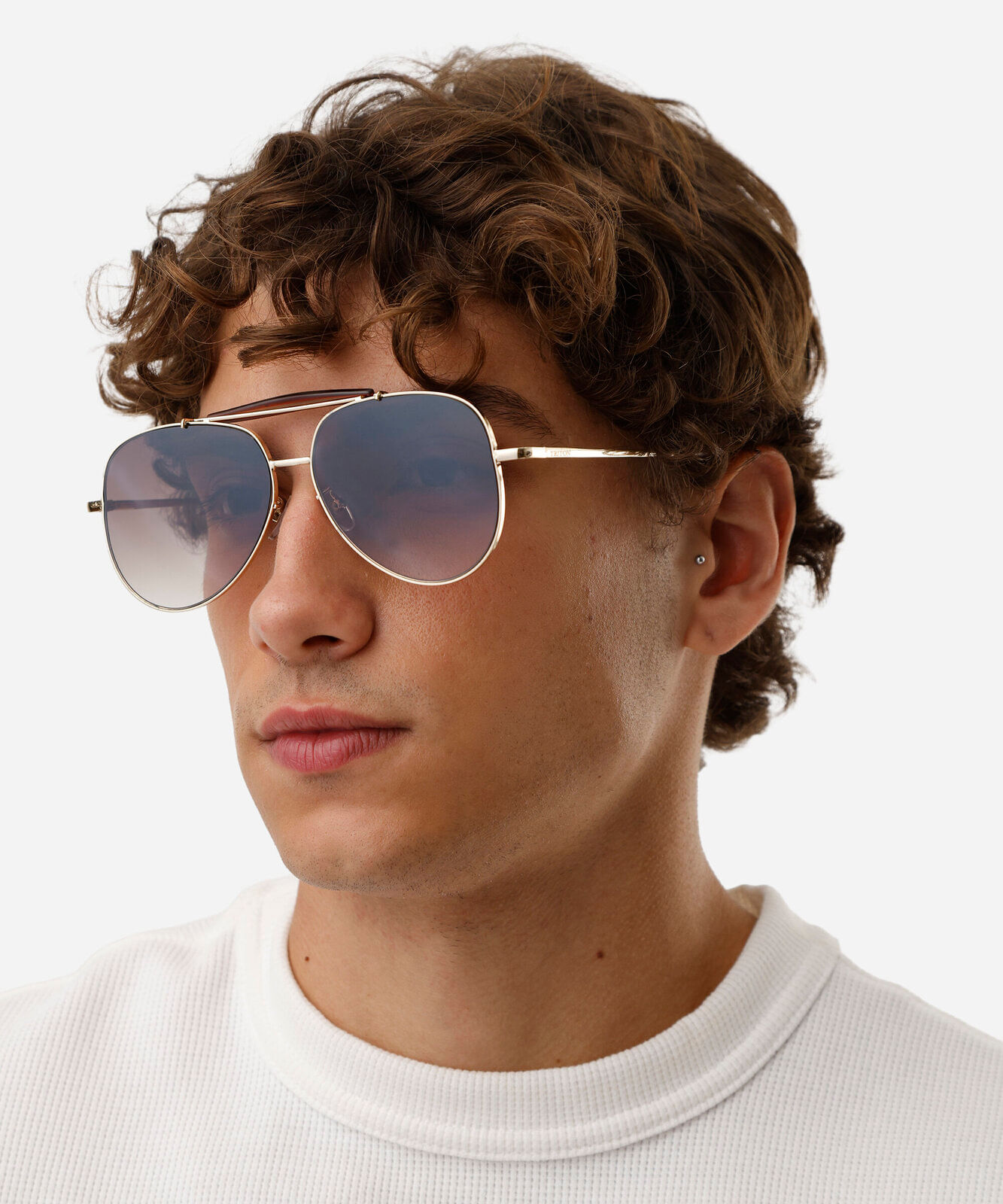 óculos de sol masculino aviador de metal triton dourado