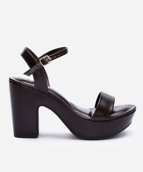 sandália meia pata salto alto marrom