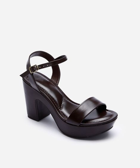 sandália meia pata salto alto marrom