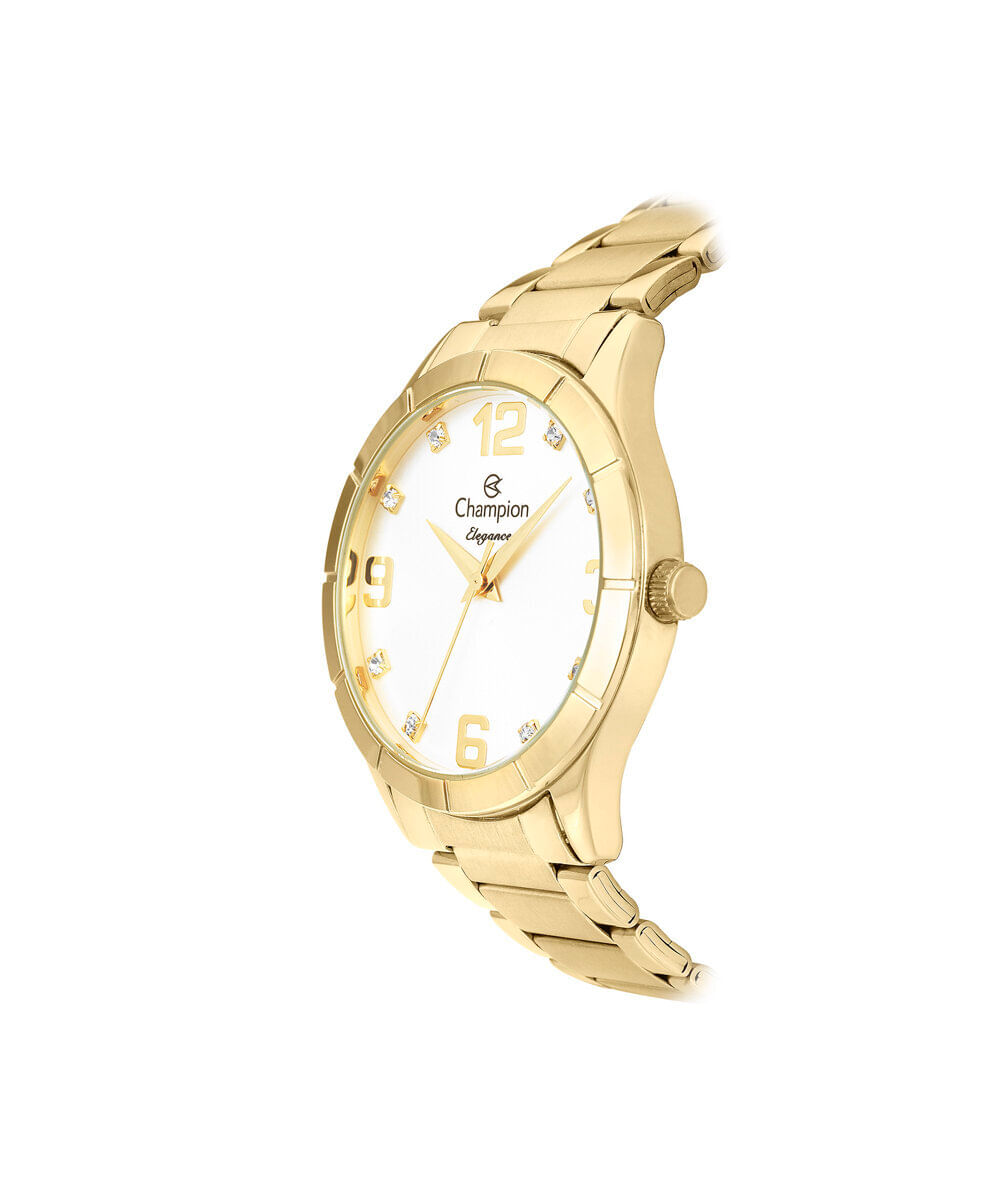 kit relógio feminino champion analógico cn26055w dourado