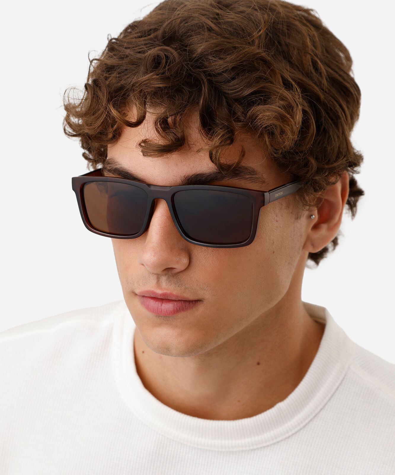 óculos de sol masculino quadrado de acetato triton marrom