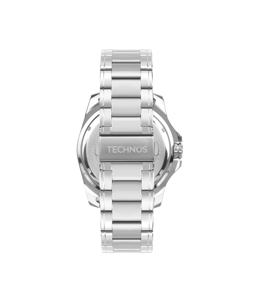 kit relógio masculino technos analógico calendário 2117lfp k1p prateado