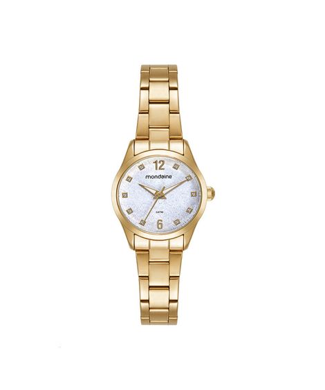 kit relógio feminino mondaine analógico 99803lpmkde1k1 dourado