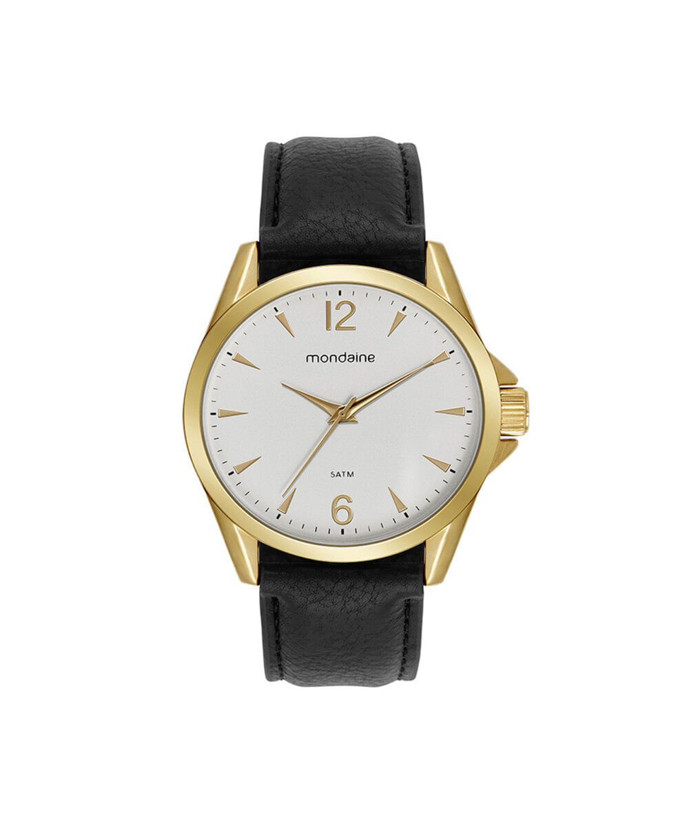 kit relógio masculino mondaine analógico 99740gpmvdh2ka dourado