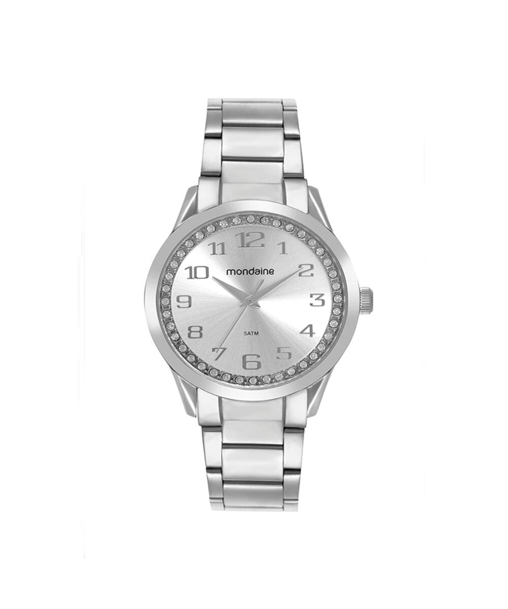 kit relógio feminino mondaine analógico 99764l0mvne1kd prateado