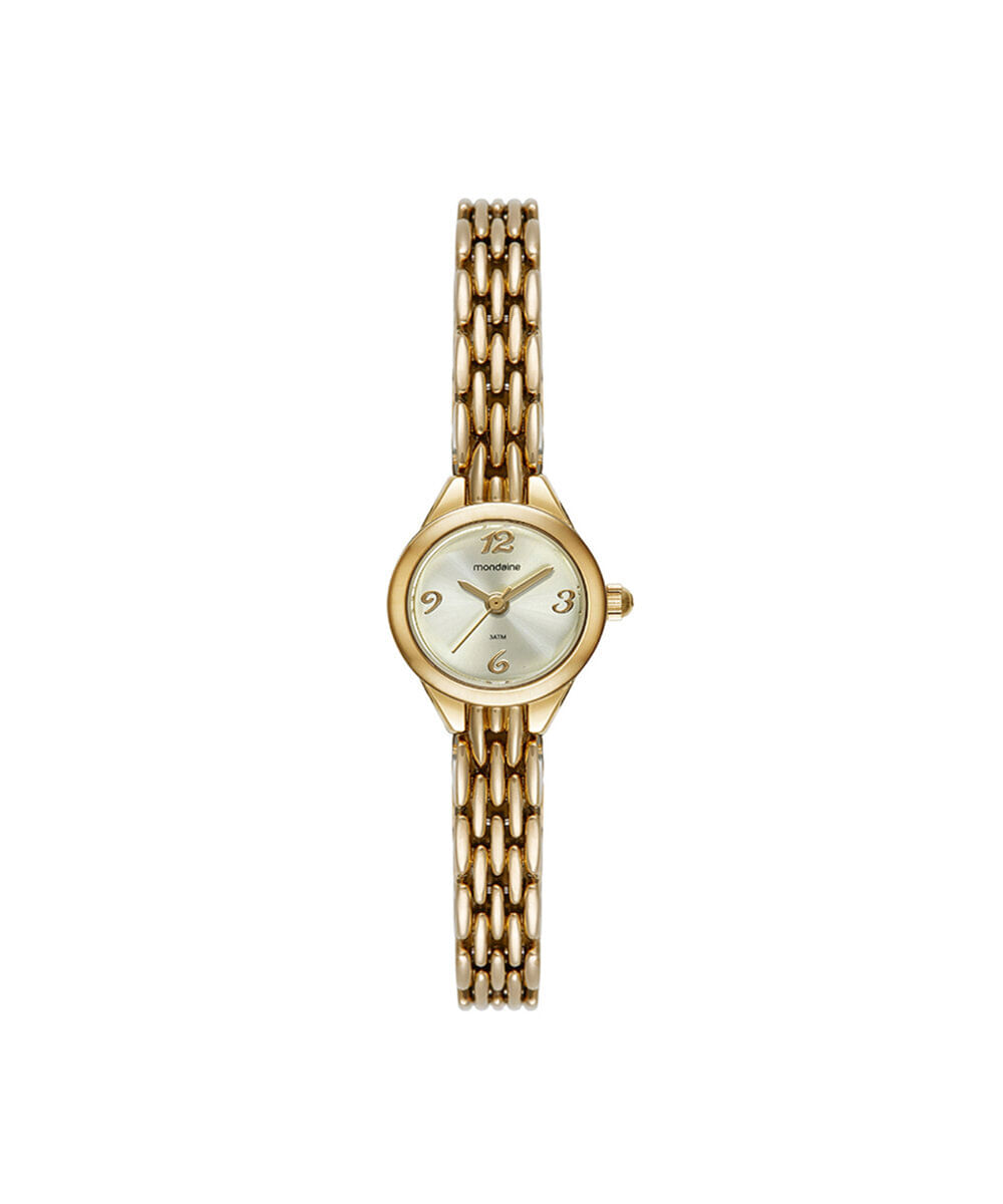 kit relógio feminino mondaine analógico 99782lpmvdm1kc dourado