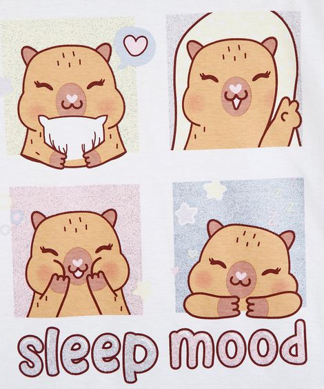 pijama infantil longo de algodão capivara off white