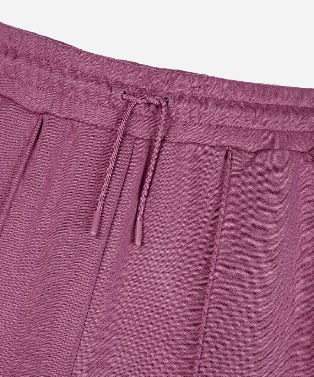 calça wide leg juvenil com nervuras cós elástico vinho