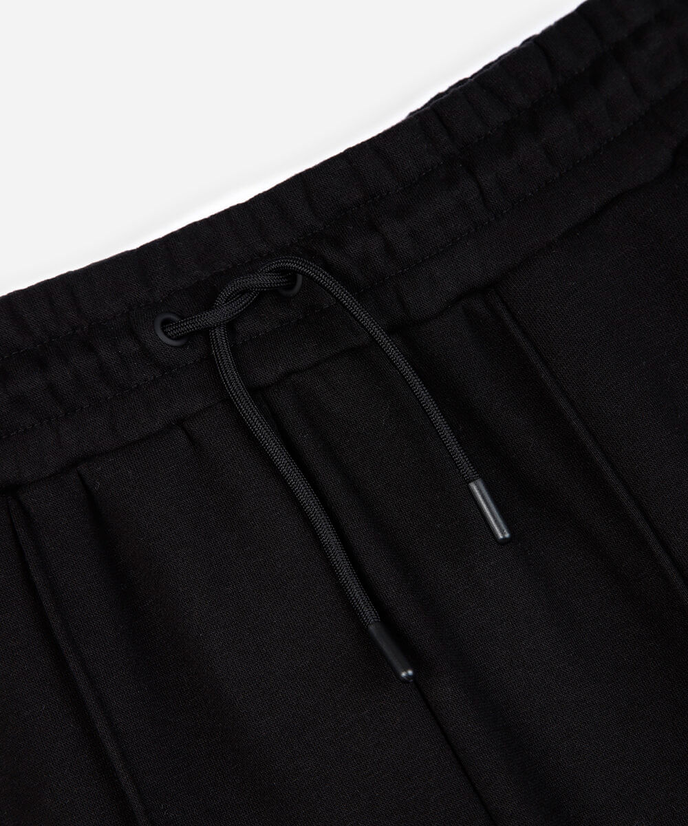 calça wide leg juvenil com nervuras cós elástico preto
