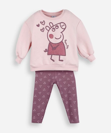 conjunto infantil de moletom peppa pig rosa