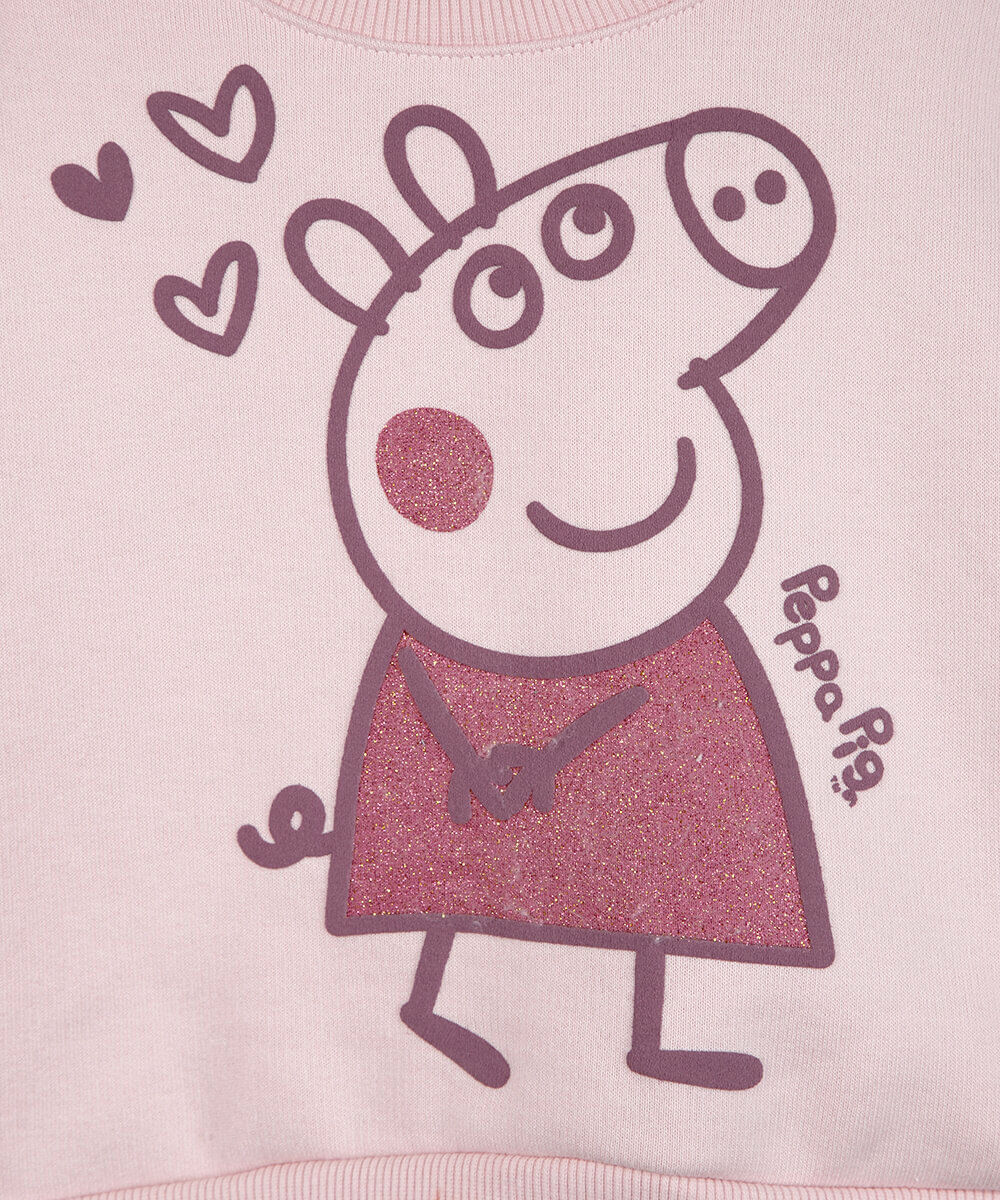 conjunto infantil de moletom peppa pig rosa