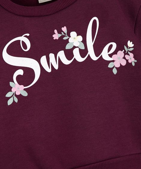 conjunto de moletom infantil smile vinho