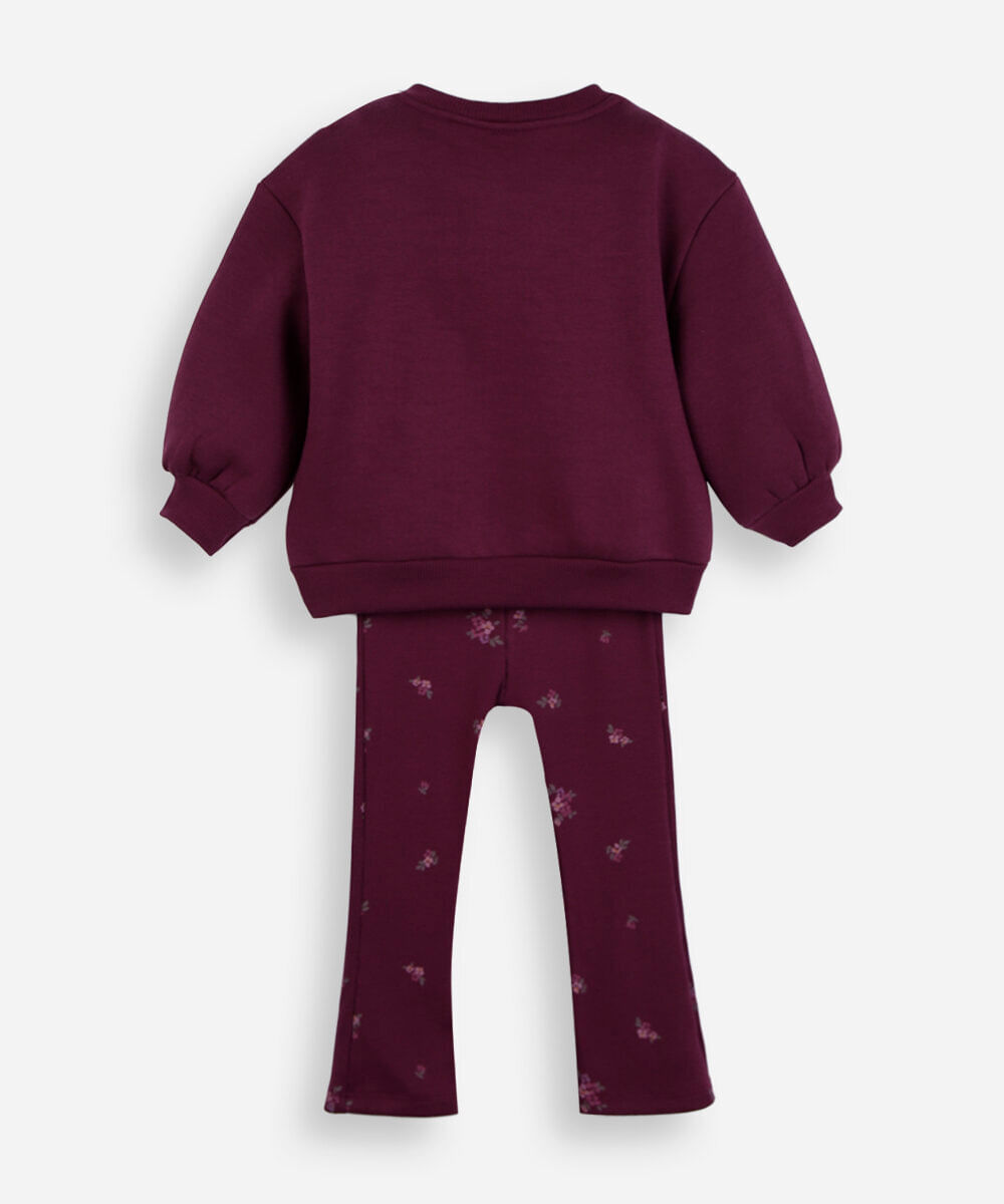 conjunto de moletom infantil smile vinho