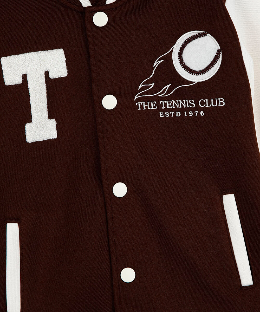 jaqueta bomber infantil de moletom tennis club marrom