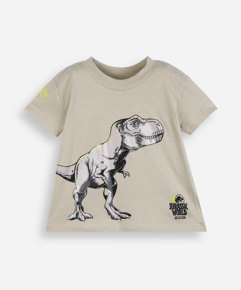 camiseta infantil jurassic bege