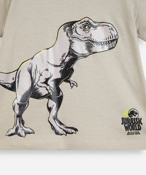 camiseta infantil jurassic bege